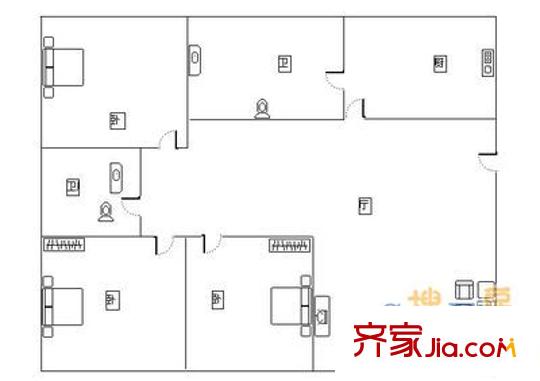 翰林苑(城陽(yáng))戶型圖翰林苑 城陽(yáng) 3室 戶型圖 3室2廳1衛(wèi)1廚