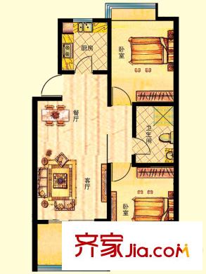 海信馬山新城戶型圖30#樓房型F 3室2廳1衛(wèi)