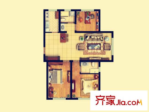 海岸華府30、31、32、34、35、19#多層A戶型 3室2廳2衛(wèi)1廚