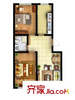 海岸華府32、34、35、19#多層C戶型（售完） 2室2廳1衛(wèi)1廚