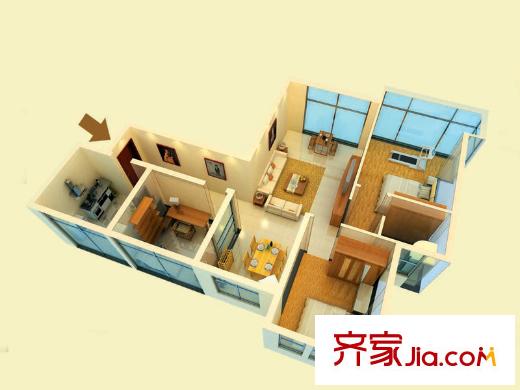 綠島印象戶(hù)型圖A4戶(hù)型 3室2廳1衛(wèi)1廚