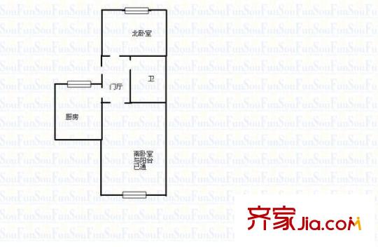 人民路小區(qū) 2室 戶型圖
