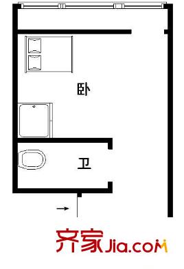 人民路小區(qū) 1室 戶型圖
