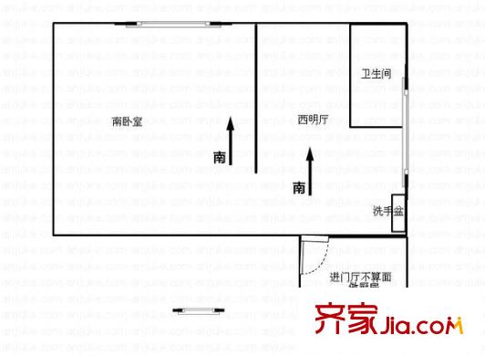 人民路小區(qū) 1室 戶型圖