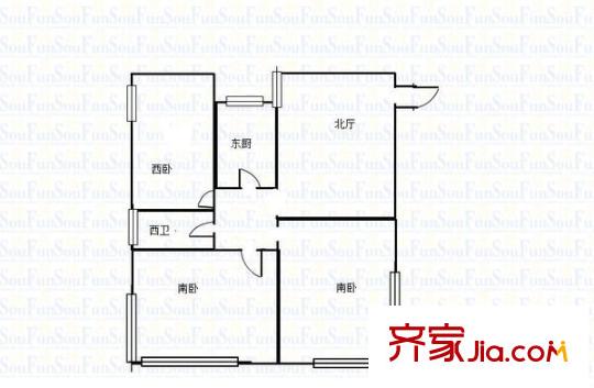 臺東步行街 3室 戶型圖
