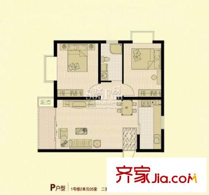 嘉合新興戶型圖P 2室2廳1衛(wèi)1廚