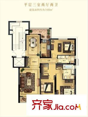 香山美墅戶型圖16#17#18#19#平層戶型 3室2廳2衛(wèi)1廚