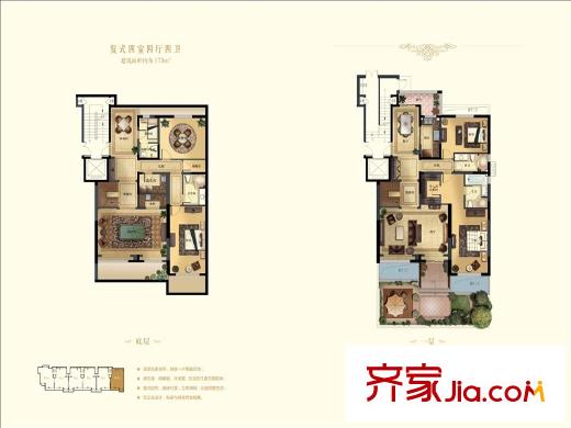香山美墅戶型圖16#17#復(fù)式房源 4室4廳4衛(wèi)1廚