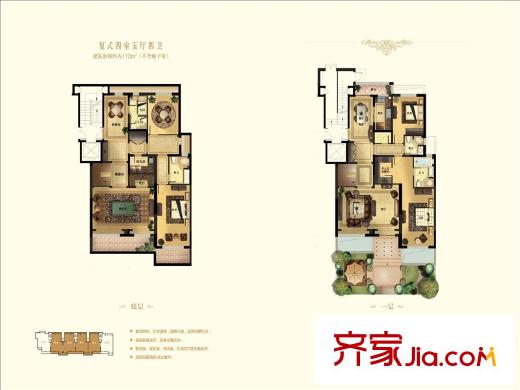 香山美墅戶型圖16#17#復(fù)式房源 4室5廳4衛(wèi)1廚