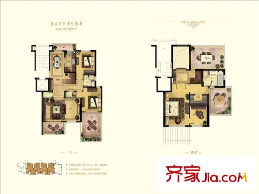 香山美墅戶型圖18#19#復(fù)式房源 4室2廳2衛(wèi)1廚