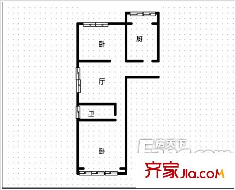 海泊苑戶型圖2室戶型圖 2室1廳1衛(wèi)1廚