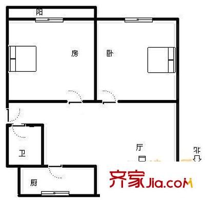 浮山后四小區(qū) 2室 戶型圖