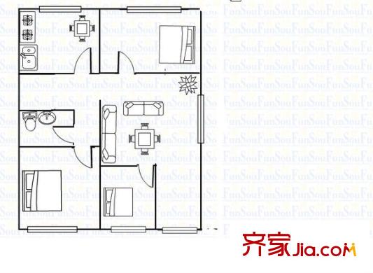 浮山后四小區(qū) 3室 戶型圖