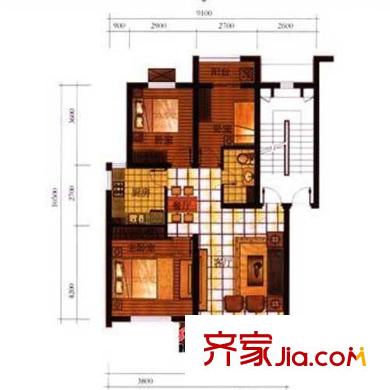 城陽(yáng)星城戶型圖B戶型 3室2廳1衛(wèi)
