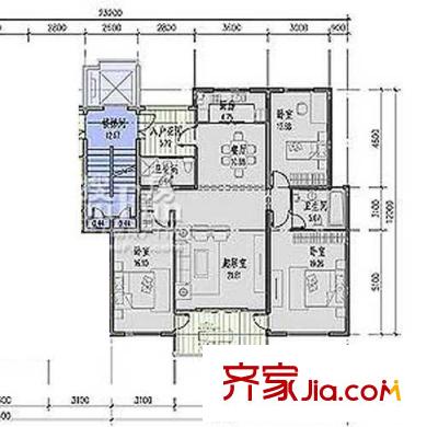 城陽星城戶型圖平面圖5右側戶型 3室2廳