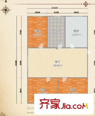 臺六學(xué)區(qū)房 3室 戶型圖