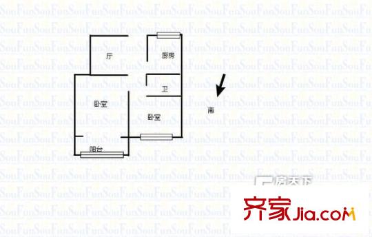 臺六學(xué)區(qū)房戶型圖2室 2室1廳1衛(wèi)1廚