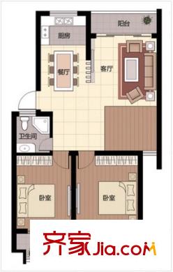 西元莊三期戶型圖2室戶型圖 2室2廳1衛(wèi)1廚