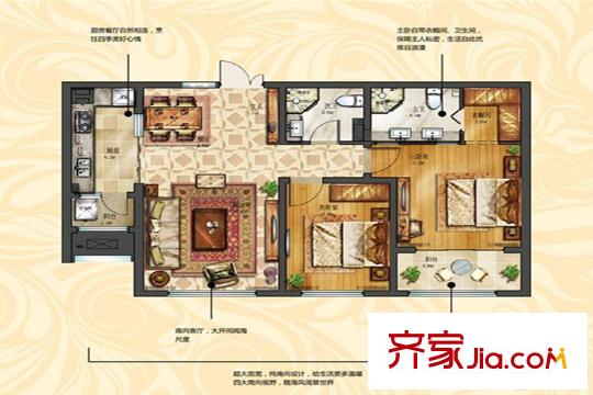 金沙灘壹號二期高層6#樓標(biāo)準(zhǔn)層G戶型 2室2廳2衛(wèi)1廚