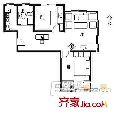 迪維花園戶型圖2室 2室2廳1衛(wèi)1廚