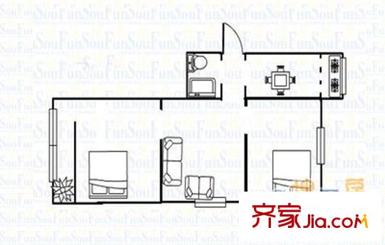 興電小區(qū) 2室 戶型圖