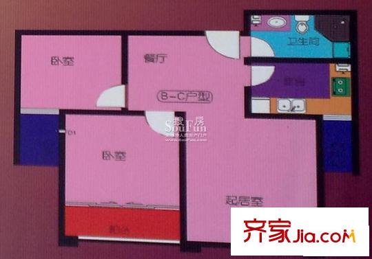 興旺花園戶型圖戶型圖 2室2廳1衛(wèi)1廚