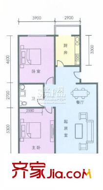 明澤慧苑戶型圖4號樓戶型圖 2室2廳1衛(wèi)1廚