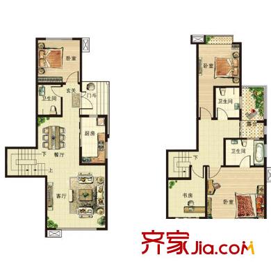 青山綠水戶型圖8#、9#、10#、12#復(fù)式戶型 4室2廳3衛(wèi)1廚
