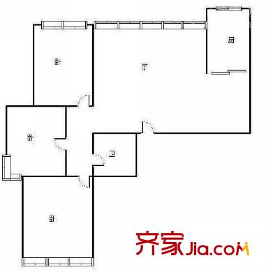 佰仕達花園戶型圖3室戶型圖 3室1廳1衛(wèi)1廚