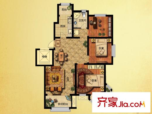 茵悅小城5、9#樓A戶型 3室2廳1衛(wèi)1廚