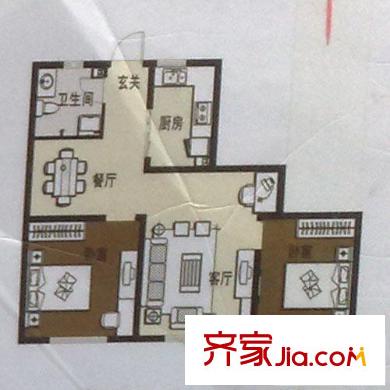新嶺花園三期戶型圖套二 2室2廳1衛(wèi)1廚
