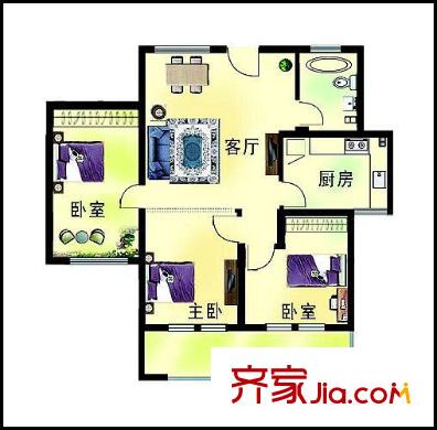 潤發(fā)湖畔雅居戶型圖優(yōu)＋戶型 3室2廳1衛(wèi)1廚