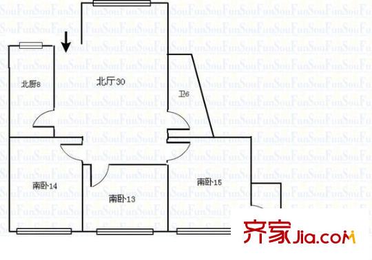 青島山公寓戶型圖戶型圖 3室1廳1衛(wèi)1廚