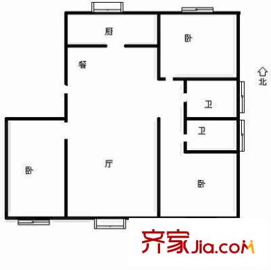 青島山公寓戶型圖戶型圖 3室1廳1衛(wèi)1廚