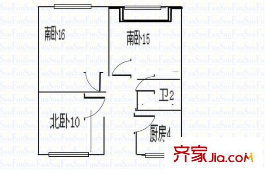 青島山公寓戶型圖戶型圖 3室1衛(wèi)1廚