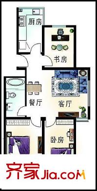 潤發(fā)湖畔雅居戶型圖A戶型 3室2廳1衛(wèi)1廚