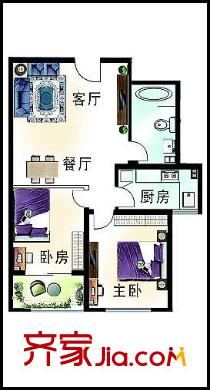 潤發(fā)湖畔雅居戶型圖B戶型 2室2廳1衛(wèi)1廚