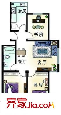 潤發(fā)湖畔雅居戶型圖A戶型 3室2廳1衛(wèi)1廚