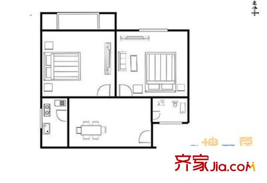 東南新苑 2室 戶型圖
