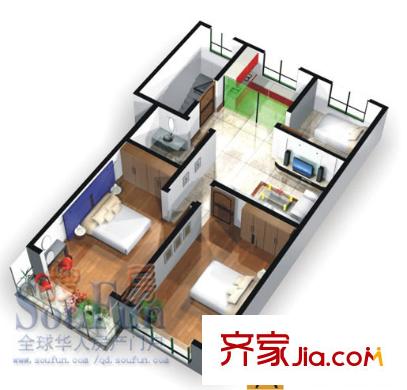 五月藍(lán)岸戶型圖3室2廳1衛(wèi)