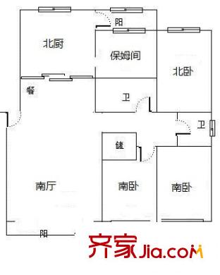 亞星擁翠山莊 3室 戶型圖