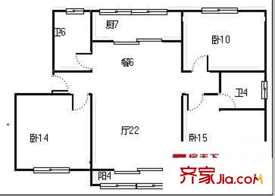 亞星擁翠山莊 3室 戶型圖
