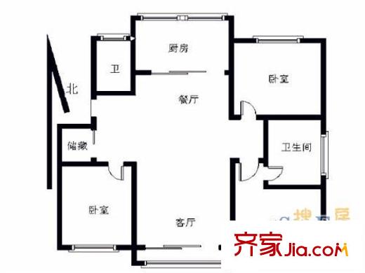 亞星擁翠山莊3室 戶型圖