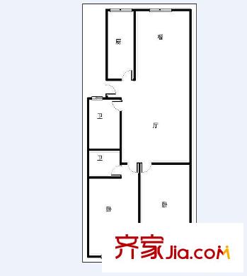 十五大街戶型圖2室 2室2廳2衛(wèi)1廚