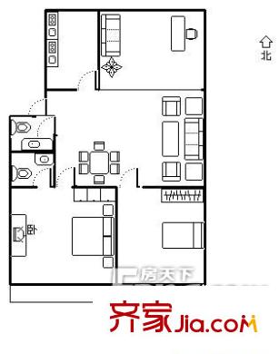 十五大街戶型圖3室 3室2廳2衛(wèi)1廚