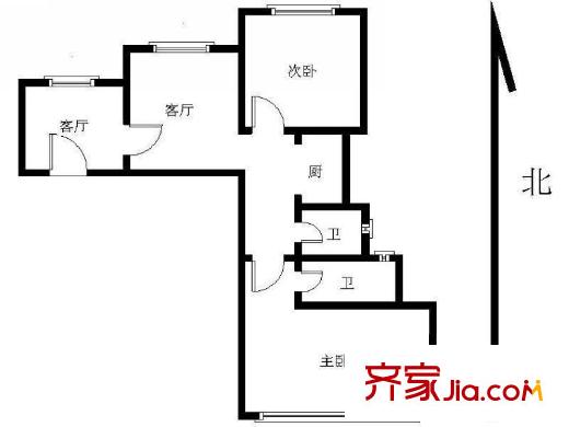 萬達39克拉2室 戶型圖