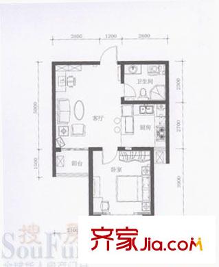 翠湖小區(qū) 1室 戶型圖