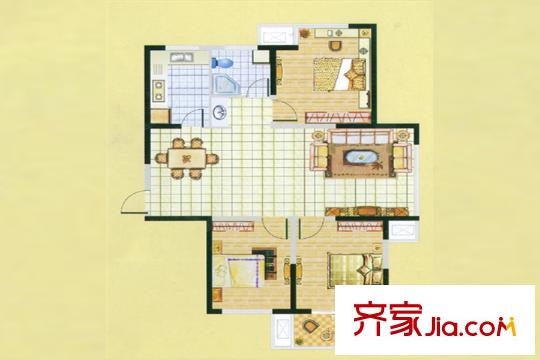九洲佳園高層1#、2號樓D戶型 