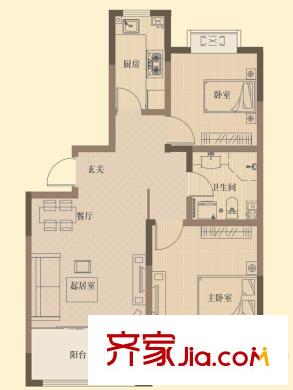山河城戶型圖9#二單元01戶型 2室2廳1衛(wèi)1廚