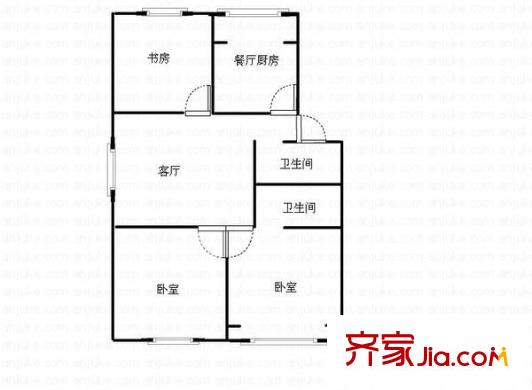 虎山花苑 3室 戶型圖